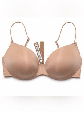 SKIMS Wireless Form Lightly Lined Plunge Micro Strap Bra Clay 34D PL-PLG-8418W